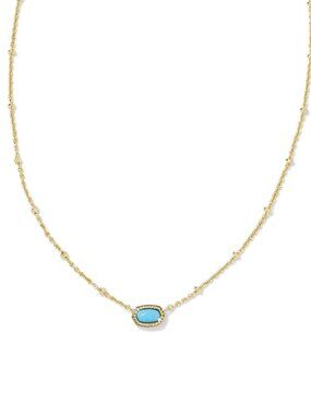 Mini Elisa Gold Satellite Short Pendant Necklace in Turquoise Magnesite